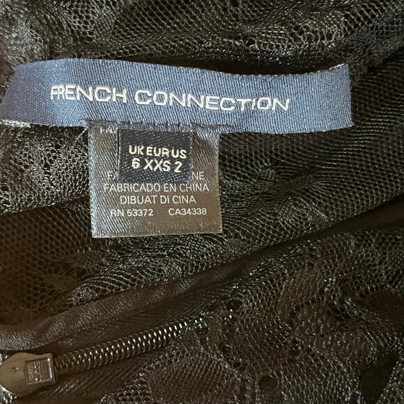 French Connection Lula Lace Black Jumpsuit 2 Sheer Mock Neck formal whimsigoth - Picture 6 of 11